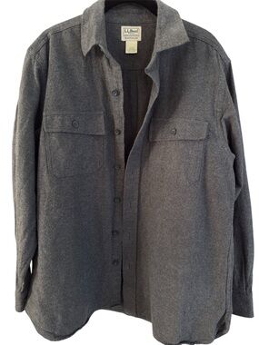 L.L.Bean Charcoal Gray Men's Chamois Shirt, Traditional Fit 100% Cotton
